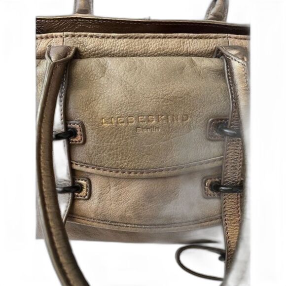 Liebeskind Berlin‎ Leather Gold Metallic Crossbody Handbag Tote Satchel - Picture 5 of 10